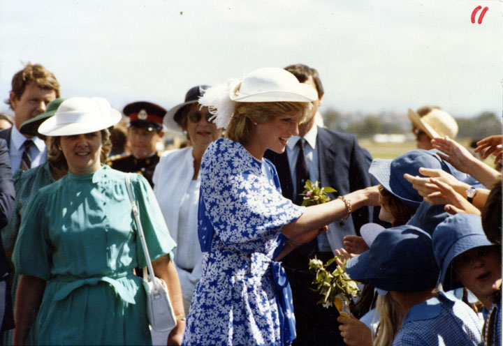 Princess Diana greeting people at Brisbane Airport