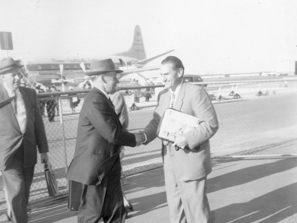 Don Bradman at Brisbane Airport 1948