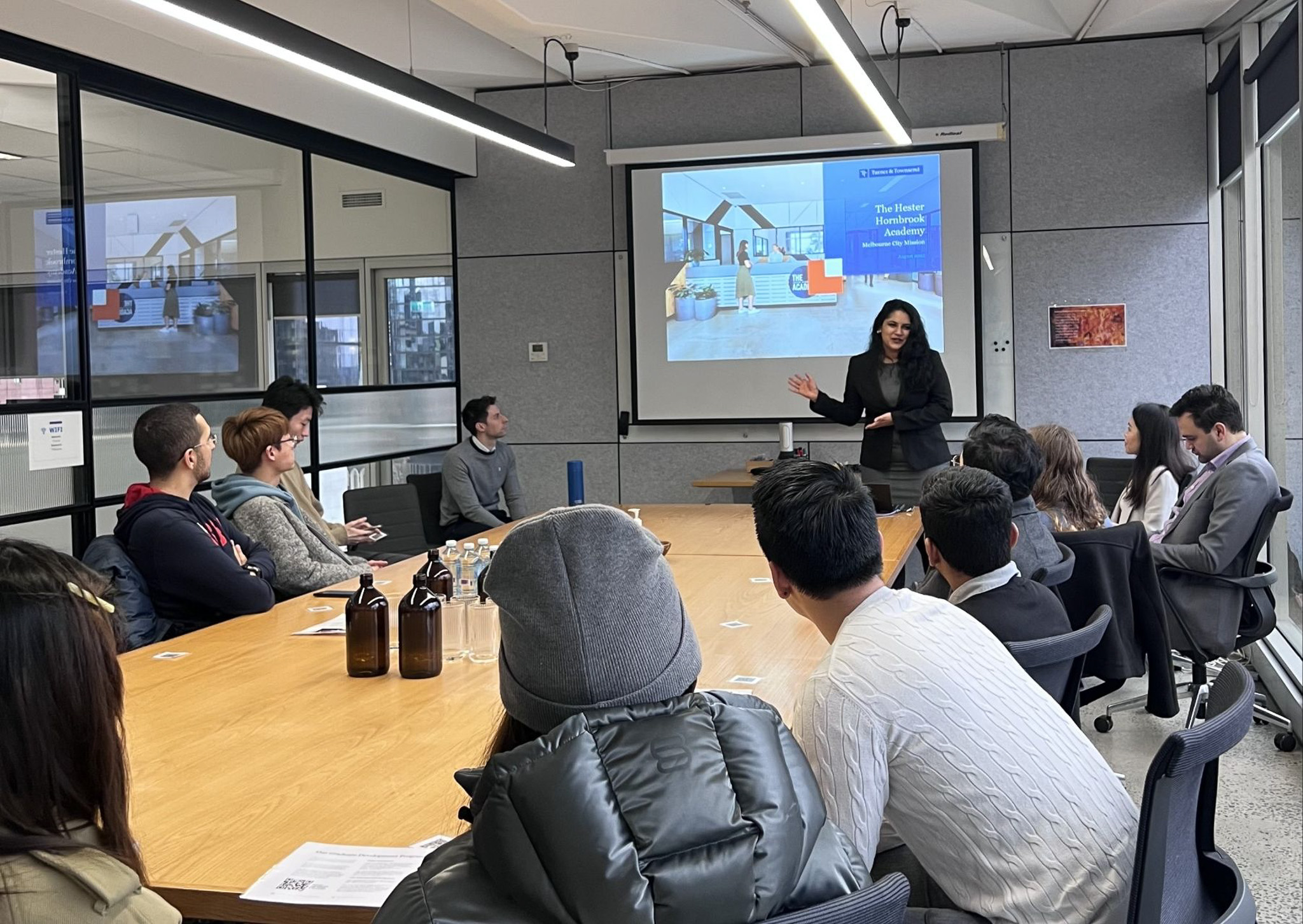 Ash Raju presenting at a student lunch and learn
