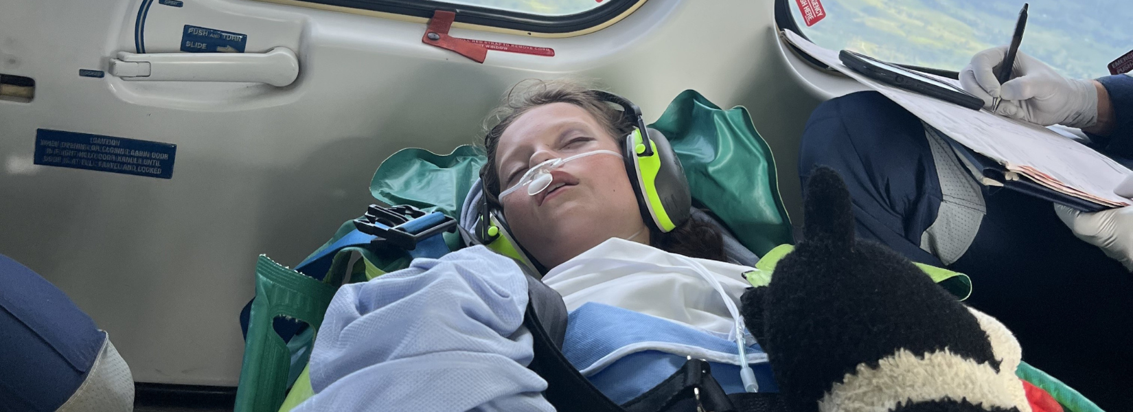 Felicity Kennedy in LifeFlight Helicopter