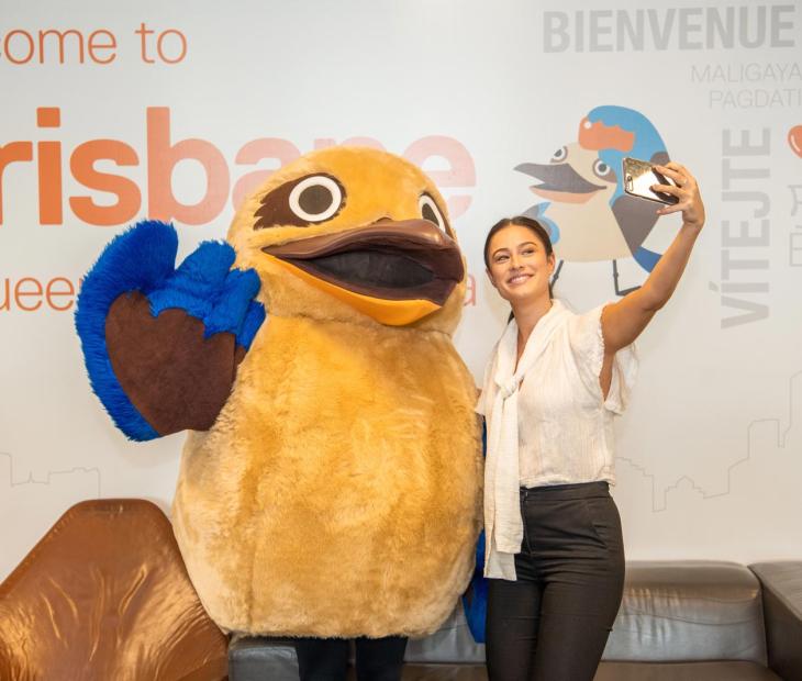 Get a selfie with Bluey at the Welcome Wall at the International Terminal