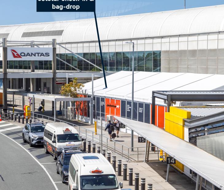 Temporary Jetstar check in and bag drop location at the Domestic Terminal