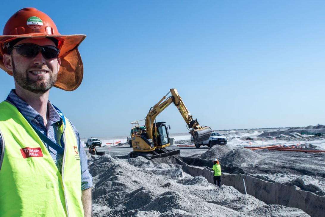 David from CV Services working on Brisbane's new runway
