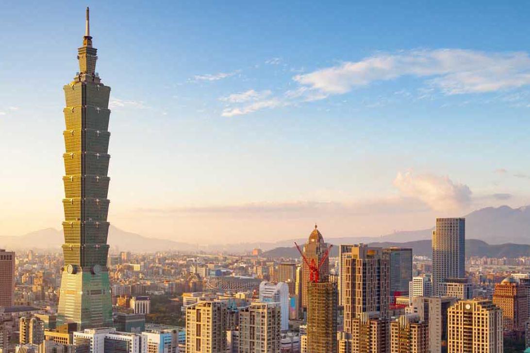 Temples and towers in Taipei Taiwan