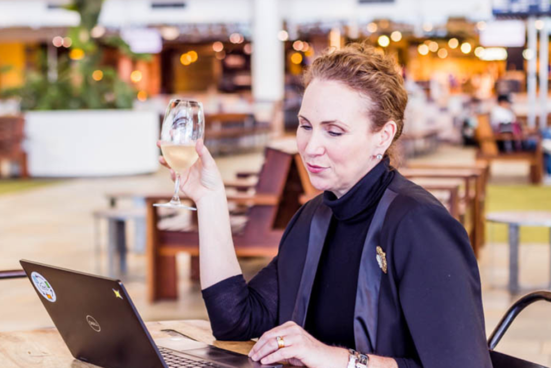 Person using BNE Wi-Fi at the International Terminal